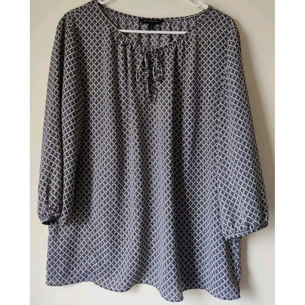 Banana Republic Women Blouse 100% Polyester Long Sleeve Tie‎ Neck Tan Beige Sz L